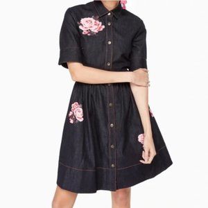Kate Spade Broome Street Denim Rose Shirtdress, Size 10